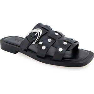 Aerosoles Women's7.5 St. Marks Leather Slide Sandal Rocker Moto Gothic Grunge